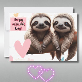 Niedliche Sloth-Valentine-Liebe, die sich lustig m Feiertagskarte