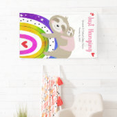 Niedliche Sloths Boho Rainbow Pink Baby Girl Dusch Banner (Insitu)