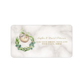 Niedliche Sloths Eucalyptus Wreath Baby Dusche Adressaufkleber (Vorne)