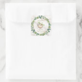 Niedliche Sloths Eucalyptus Wreath Baby Dusche Quadratischer Aufkleber (Tasche)