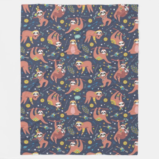 Niedliche Sloths Fleece Blanket (Vorderseite)