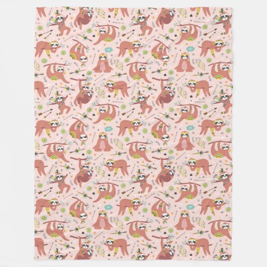 Niedliche Sloths Fleece Blanket (Vorderseite)