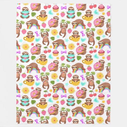 Niedliche Sloths Fleece Blanket (Vorderseite)