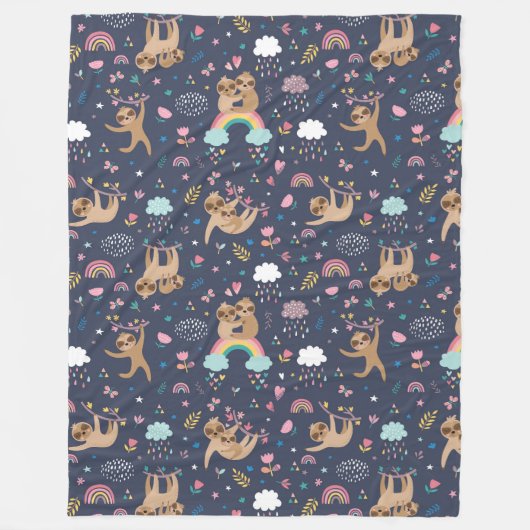 Niedliche Sloths Fleece Blanket (Vorderseite)