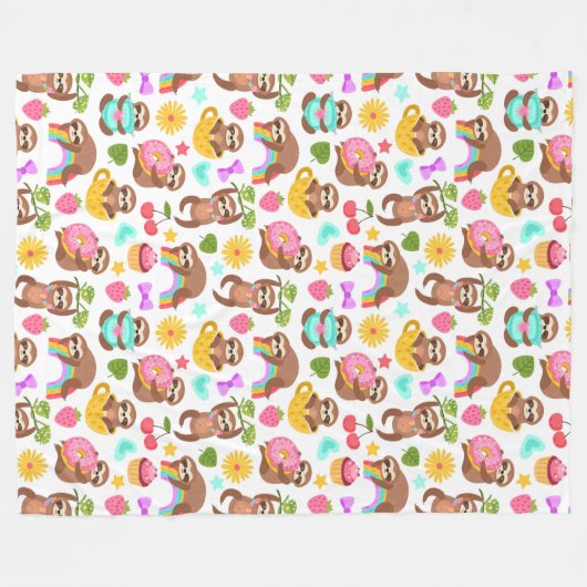 Niedliche Sloths Fleece Blanket (Vorderseite (Horizontal))