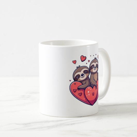 Niedliche Sloths Valentine Kaffeetasse (VorderseiteRechts)