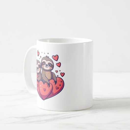 Niedliche Sloths Valentine Kaffeetasse (Vorderseite Links)