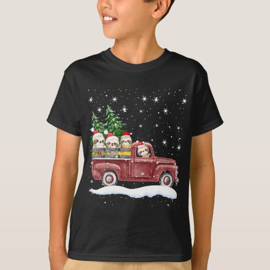 Niedliche Slots mit rotem LKW Funny Christmas Gesc T-Shirt (Vorderseite)