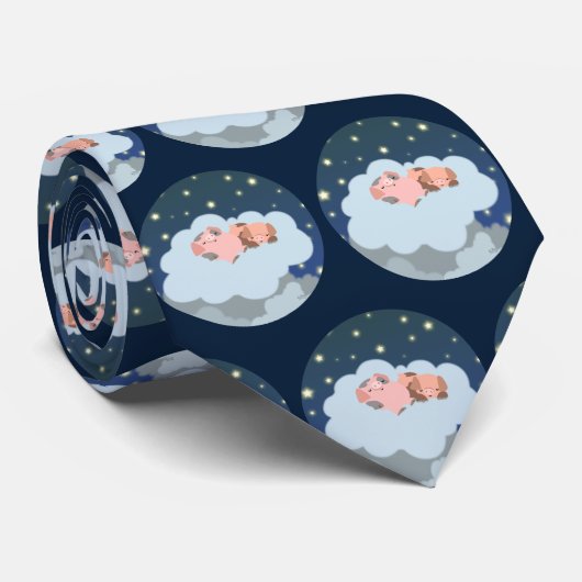 Niedliche Slumberei Cartoon Ferkel Krawatte (Gerollt)