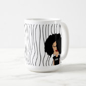 Niedliche Smirking Frau Stripte Tasse. Such dir au Kaffeetasse (VorderseiteRechts)