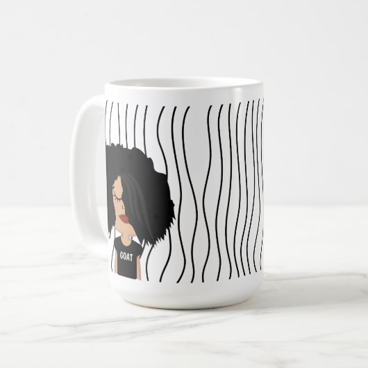 Niedliche Smirking Frau Stripte Tasse. Such dir au Kaffeetasse (Vorderseite Links)