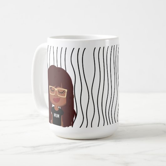 Niedliche Smirking Frau Stripte Tasse. Such dir au Kaffeetasse (Vorderseite Links)