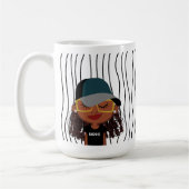 Niedliche Smirking Frau Stripte Tasse. Such dir au Kaffeetasse (Links)