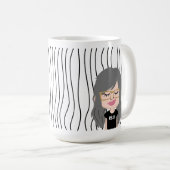 Niedliche Smirking Frau Stripte Tasse. Such dir au Kaffeetasse (VorderseiteRechts)