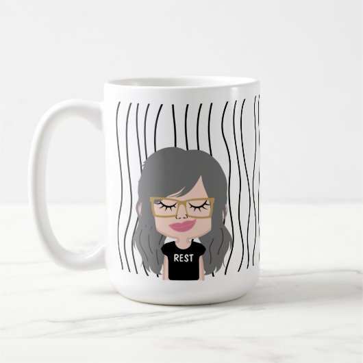 Niedliche Smirking Frau Stripte Tasse. Such dir au Kaffeetasse (Links)
