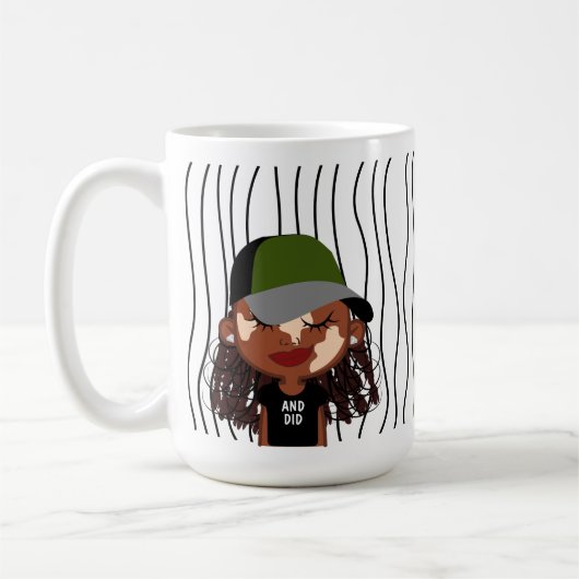 Niedliche Smirking Frau Stripte Tasse. Such dir au Kaffeetasse (Links)