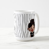 Niedliche Smirking Frau Stripte Tasse. Such dir au Kaffeetasse (VorderseiteRechts)
