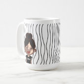 Niedliche Smirking Frau Stripte Tasse. Such dir au Kaffeetasse (Vorderseite Links)