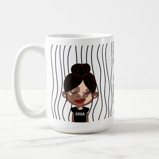 Niedliche Smirking Frau Stripte Tasse. Such dir au Kaffeetasse (Links)