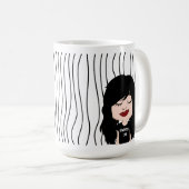 Niedliche Smirking Frau Stripte Tasse. Such dir au Kaffeetasse (VorderseiteRechts)