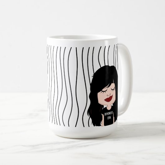 Niedliche Smirking Frau Stripte Tasse. Such dir au Kaffeetasse (VorderseiteRechts)