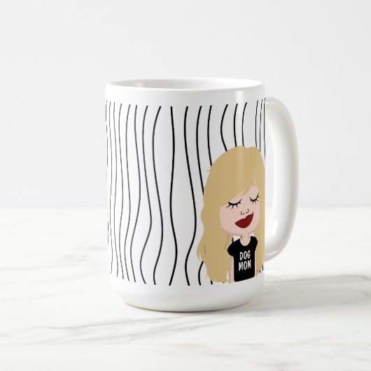 Niedliche Smirking Frau Stripte Tasse. Such dir au Kaffeetasse (VorderseiteRechts)