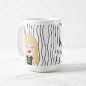 Niedliche Smirking Frau Stripte Tasse. Such dir au Kaffeetasse (Vorderseite Links)