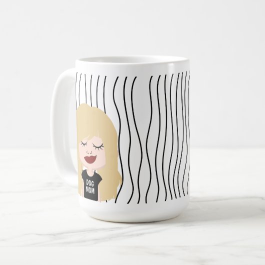 Niedliche Smirking Frau Stripte Tasse. Such dir au Kaffeetasse (Vorderseite Links)