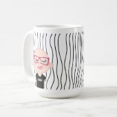 Niedliche Smirking Frau Stripte Tasse. Such dir au Kaffeetasse (Vorderseite Links)