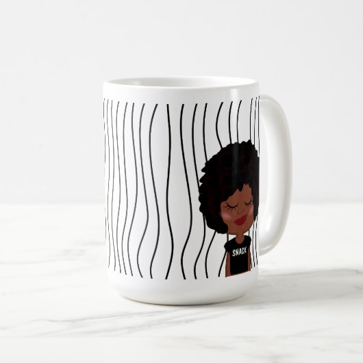 Niedliche Smirking Frau Stripte Tasse. Such dir au Kaffeetasse (VorderseiteRechts)