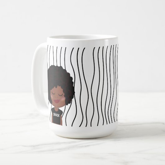 Niedliche Smirking Frau Stripte Tasse. Such dir au Kaffeetasse (Vorderseite Links)