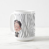 Niedliche Smirking Frau Stripte Tasse. Such dir au Kaffeetasse (Vorderseite Links)