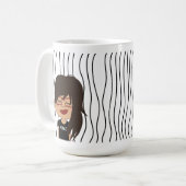 Niedliche Smirking Frau Stripte Tasse. Such dir au Kaffeetasse (Vorderseite Links)