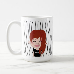 Niedliche Smirking Frau Stripte Tasse. Such dir au Kaffeetasse