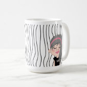 Niedliche Smirking Frau Stripte Tasse. Such dir au Kaffeetasse (VorderseiteRechts)