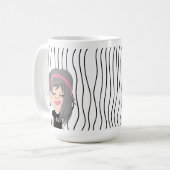 Niedliche Smirking Frau Stripte Tasse. Such dir au Kaffeetasse (Vorderseite Links)