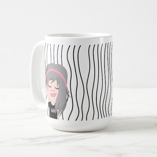 Niedliche Smirking Frau Stripte Tasse. Such dir au Kaffeetasse (Vorderseite Links)