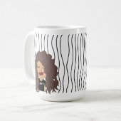 Niedliche Smirking Frau Stripte Tasse. Such dir au Kaffeetasse (Vorderseite Links)