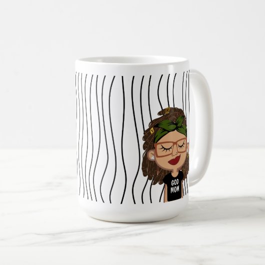 Niedliche Smirking Frau Stripte Tasse. Such dir au Kaffeetasse (VorderseiteRechts)