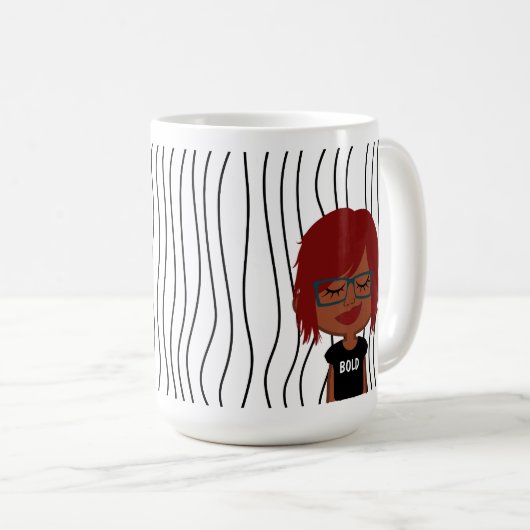 Niedliche Smirking Frau Stripte Tasse. Such dir au Kaffeetasse (VorderseiteRechts)