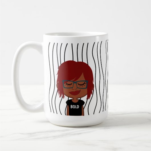 Niedliche Smirking Frau Stripte Tasse. Such dir au Kaffeetasse (Links)