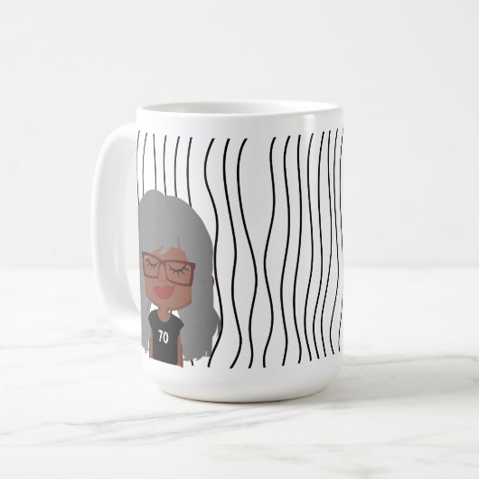Niedliche Smirking Frau Stripte Tasse. Such dir au Kaffeetasse (Vorderseite Links)