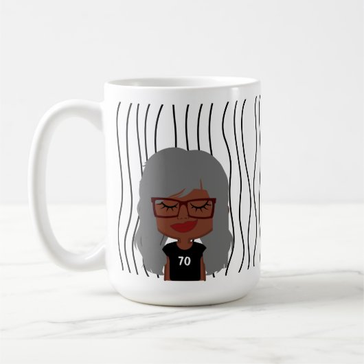Niedliche Smirking Frau Stripte Tasse. Such dir au Kaffeetasse (Links)