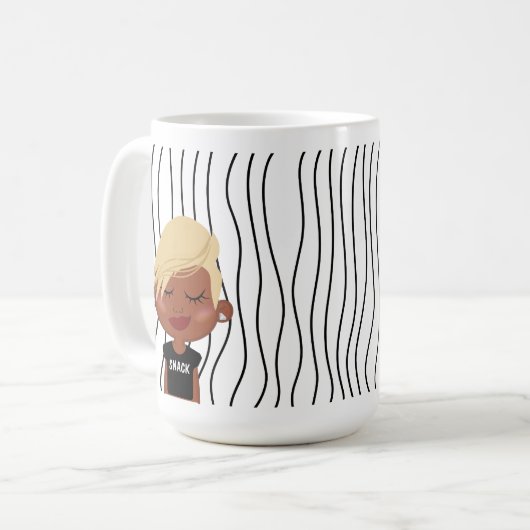 Niedliche Smirking Frau Stripte Tasse. Such dir au Kaffeetasse (Vorderseite Links)