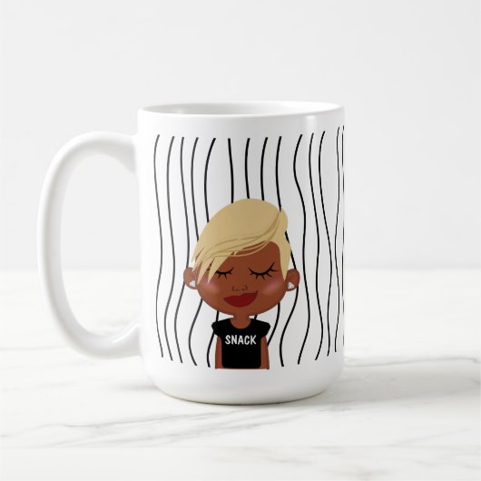 Niedliche Smirking Frau Stripte Tasse. Such dir au Kaffeetasse (Links)