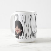 Niedliche Smirking Frau Stripte Tasse. Such dir au Kaffeetasse (Vorderseite Links)