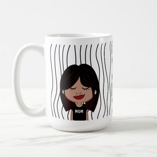 Niedliche Smirking Frau Stripte Tasse. Such dir au Kaffeetasse (Links)