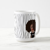 Niedliche Smirking Frau Stripte Tasse. Such dir au Kaffeetasse (VorderseiteRechts)