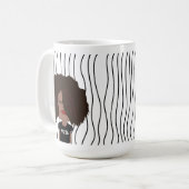 Niedliche Smirking Frau Stripte Tasse. Such dir au Kaffeetasse (Vorderseite Links)