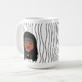 Niedliche Smirking Frau Stripte Tasse. Such dir au Kaffeetasse (Vorderseite Links)